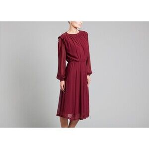 New Womens 4 NWT Designer Red Valentine Gauthier Dress Silk Long Sleeves 38 FR